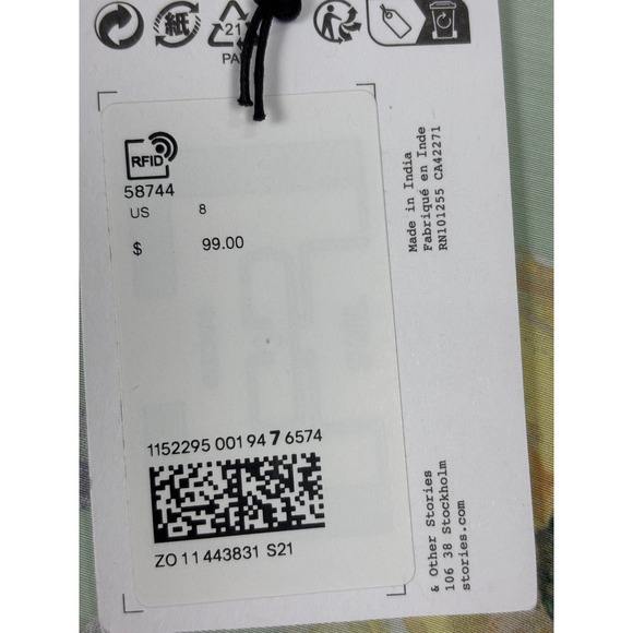 & Other Stories Paris Atelier Womens Dress Size‎ 8 Green Floral Cottagecore Rose - Picture 9 of 10